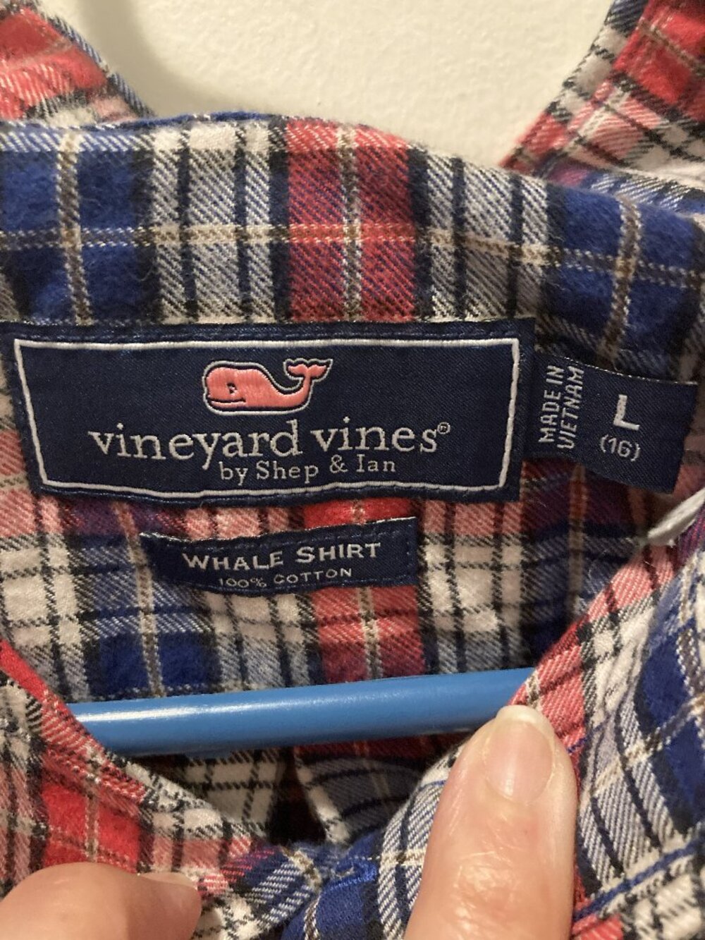 Vineyard Vines Boys Whale Shirt 16 Button Down plaid flannel